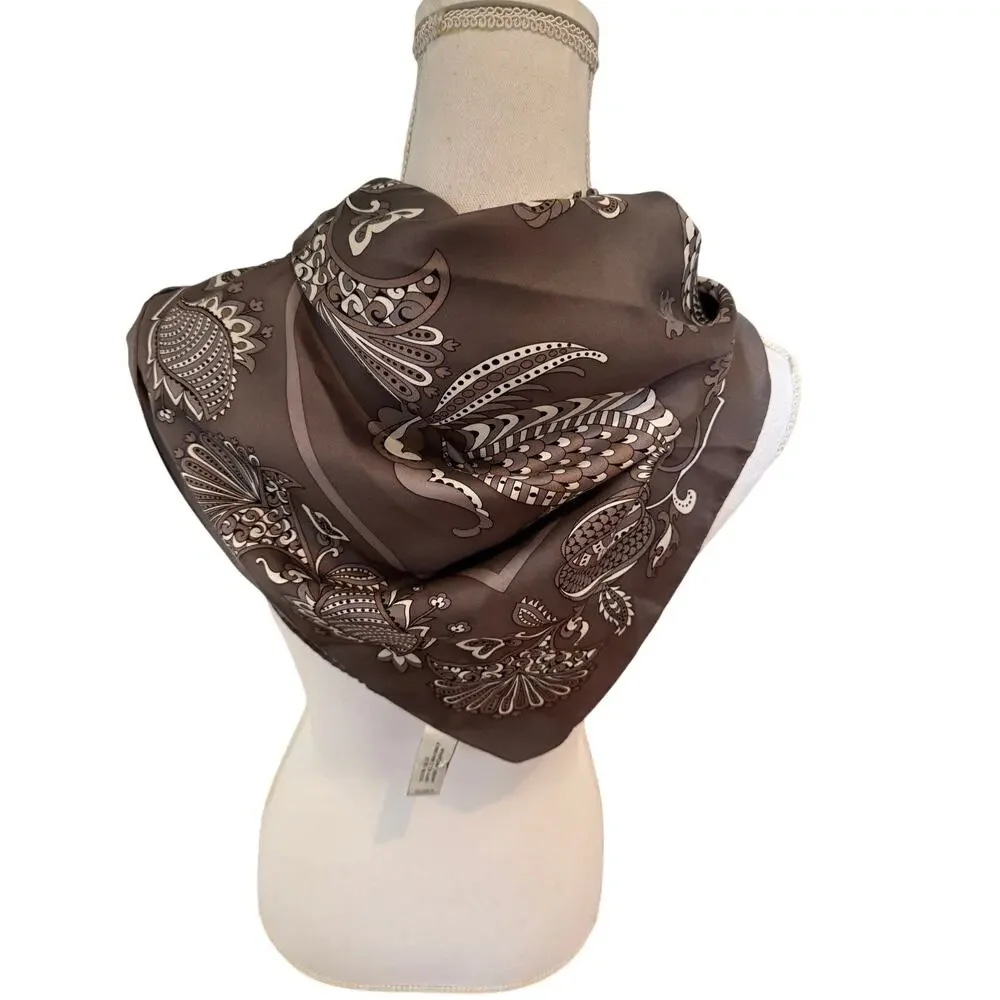 Adrienne Landau Studio Silk Scarf Steel Gray Print Square